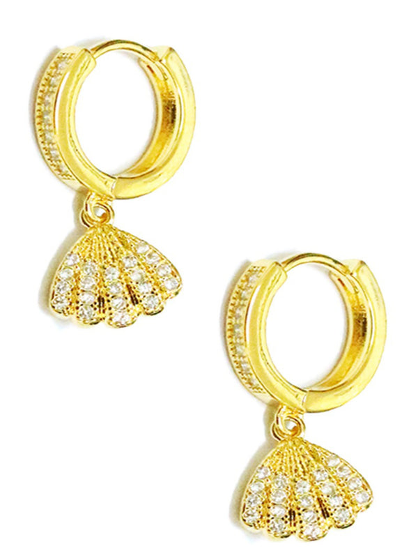 The Seashell Huggie Earrings - Gold