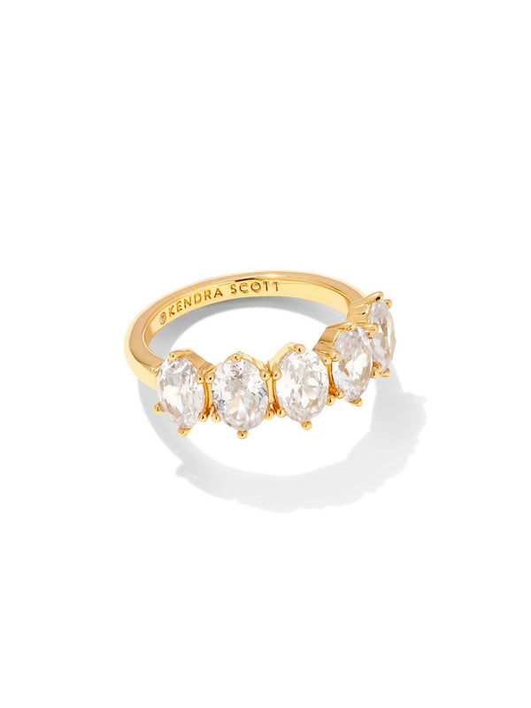 Kendra Scott Cailin Crystal Band Ring Gold White CZ - 7