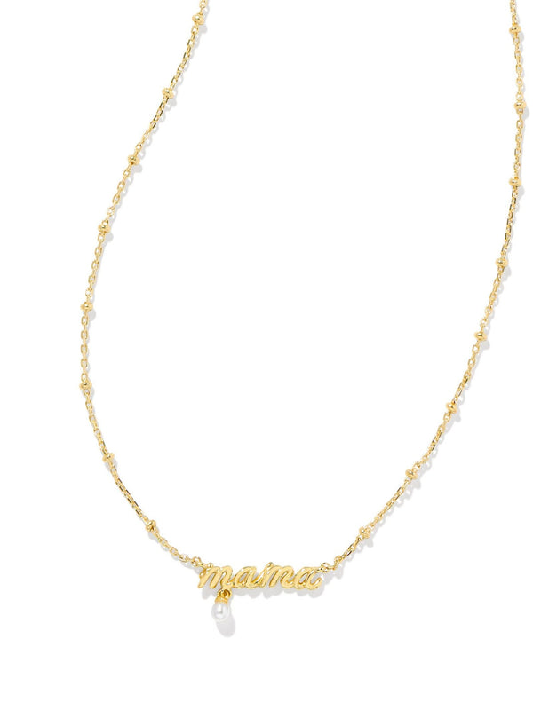 Kendra Scott Mama Script Pendant Necklace - Gold White Pearl