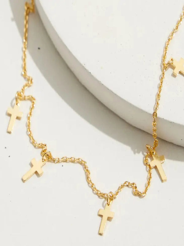 Cross Charm Necklace - Gold