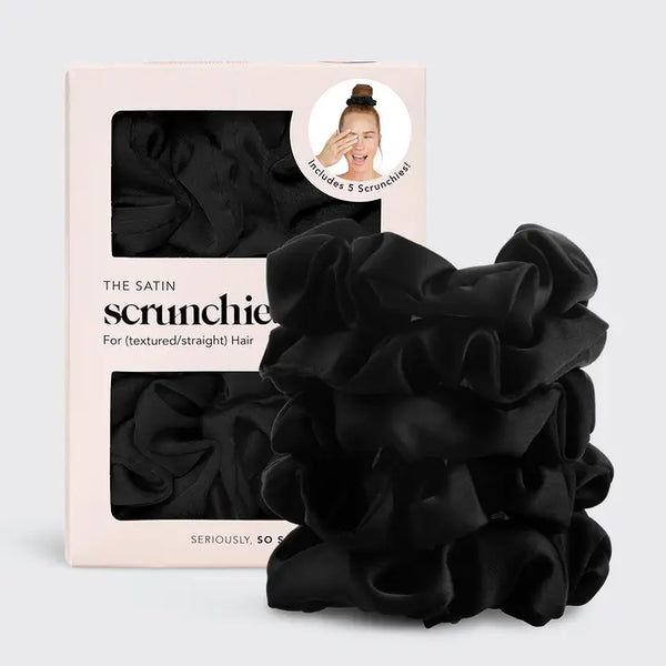 Kitsch Satin Sleep Scrunchies - Black