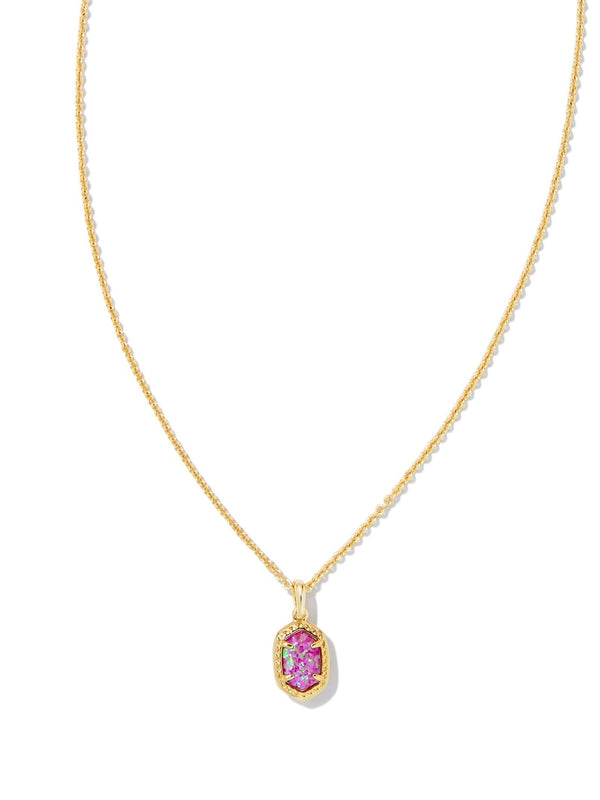 Kendra Scott Daphne Framed Pendant Necklace - Gold Magenta Opal