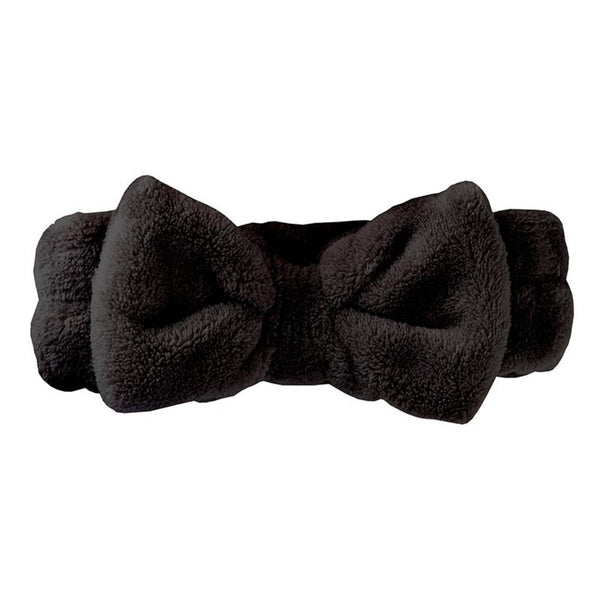 Plush Bow Headband - Black