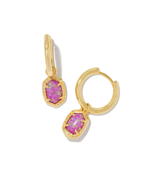 Kendra Scott Daphne Huggie Earrings - Gold Magenta Opal
