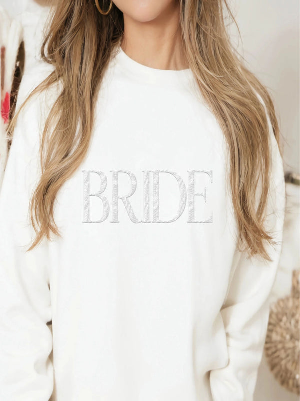 The Embroidered Bridal Crewneck - White