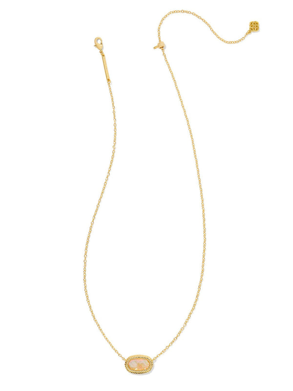 Kendra Scott Elisa Ridge Framed Pendant Necklace - Gold Golden Abalone