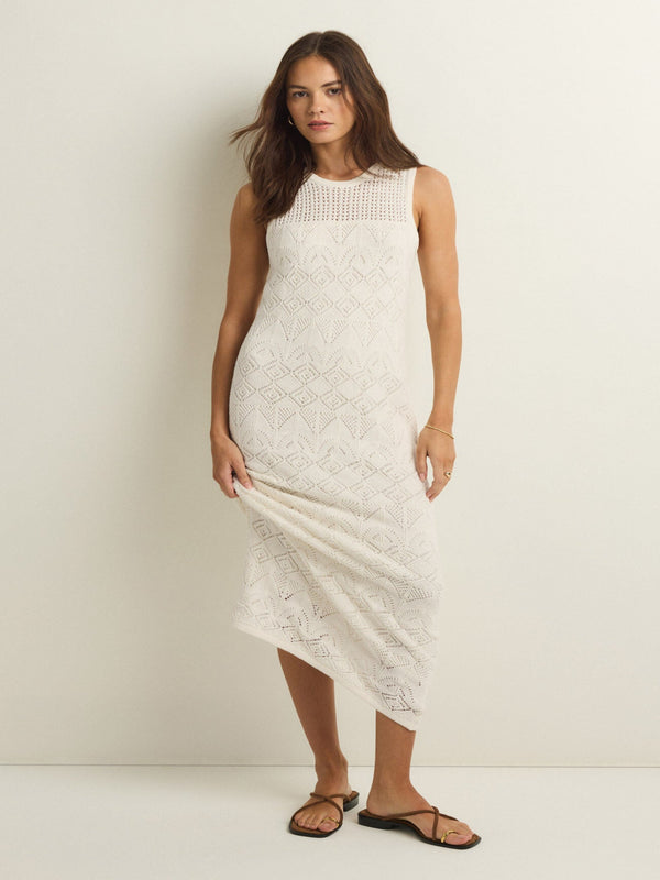 Z Supply Mallorca Crochet Midi Dress - White
