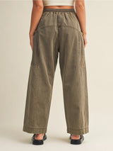 Mixed Media Pants - Burnt Moss