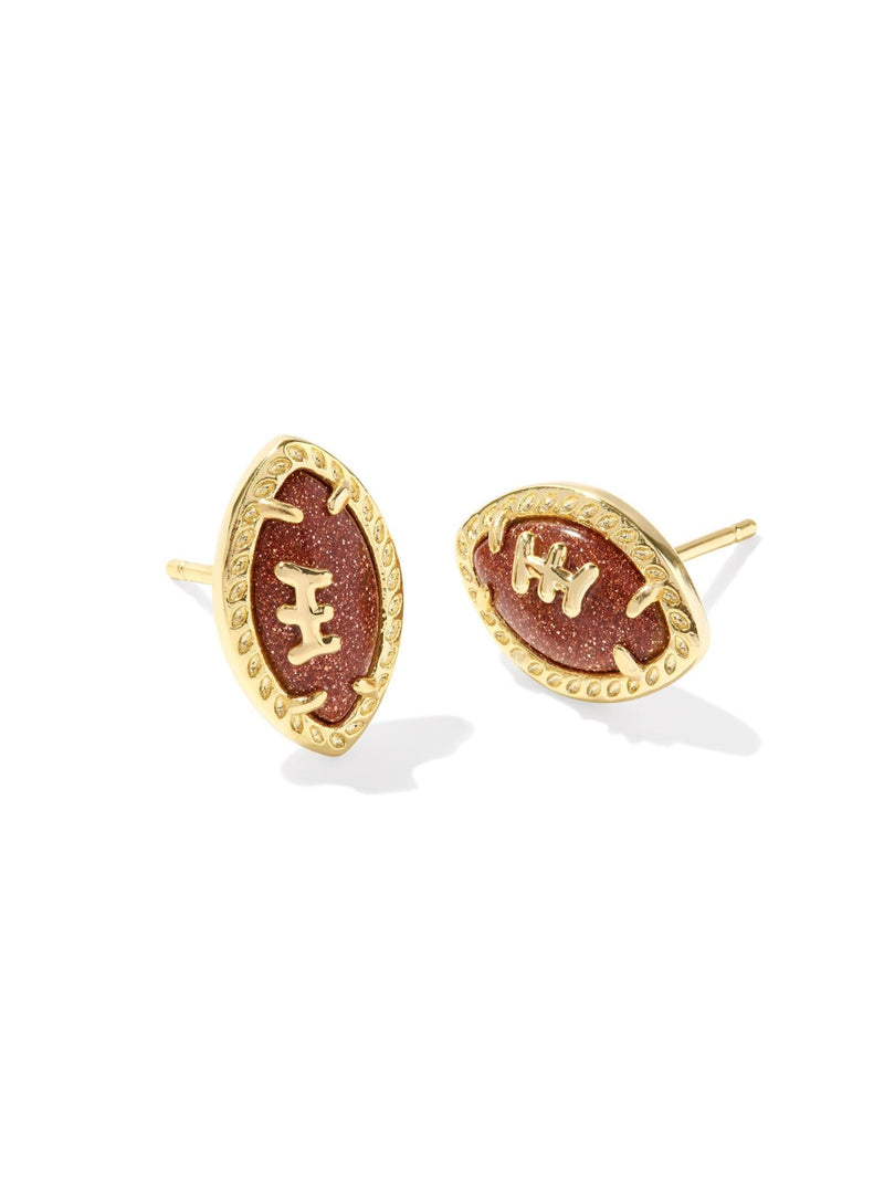 Kendra Scott Football Studs - Gold Orange Goldstone