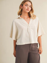Boardwalk Drape Sleeve Blouse - Cream