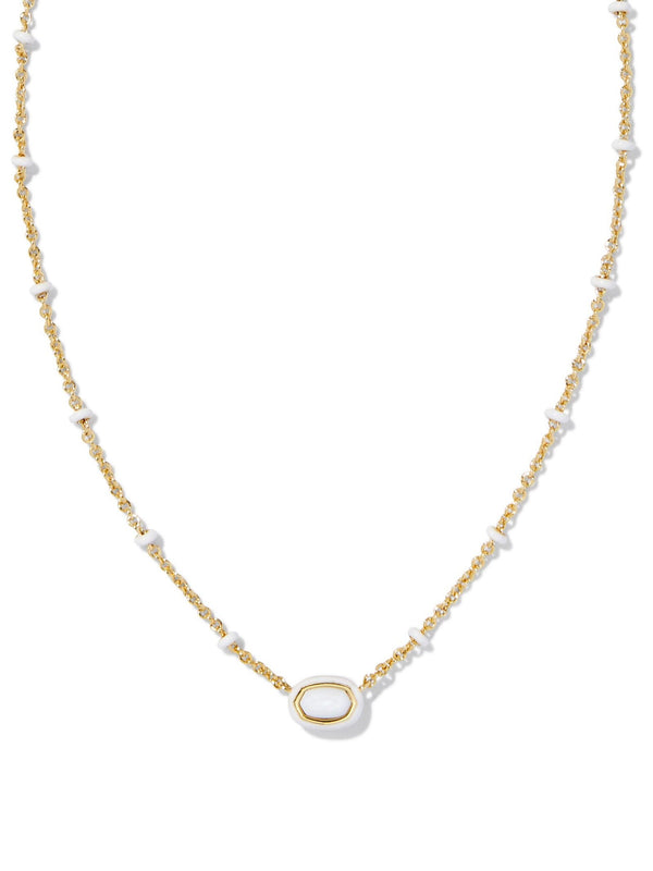 Kendra Scott Mini Elisa Enamel Necklace - Gold White MOP