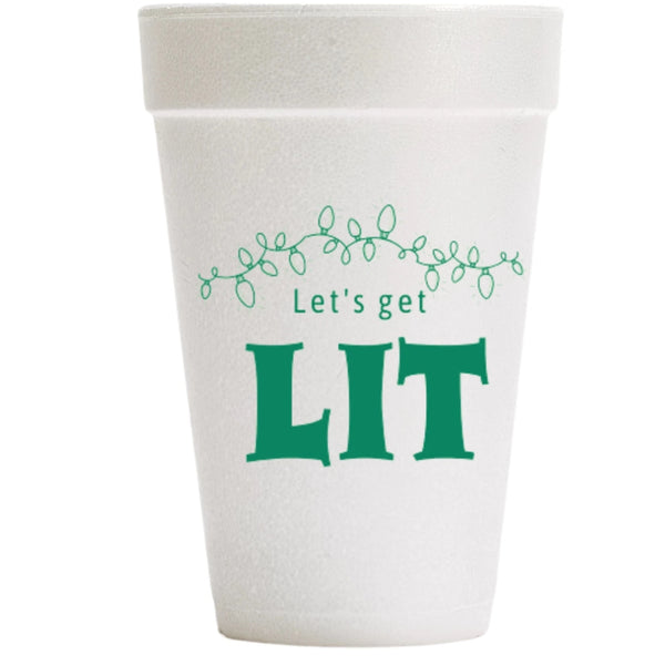 Lets Get Lit Foam Cups - Green