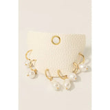 Half Display Pad Studs And Hoops Earrings Set - Gold