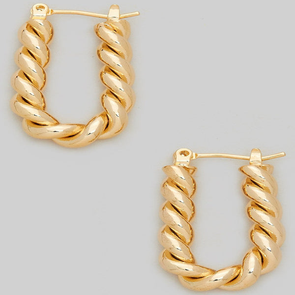 Twist Oval Hoop Earrings - Gold