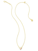 Kendra Scott Framed Ari Heart Short Pendant Necklace - Gold White Opalescent