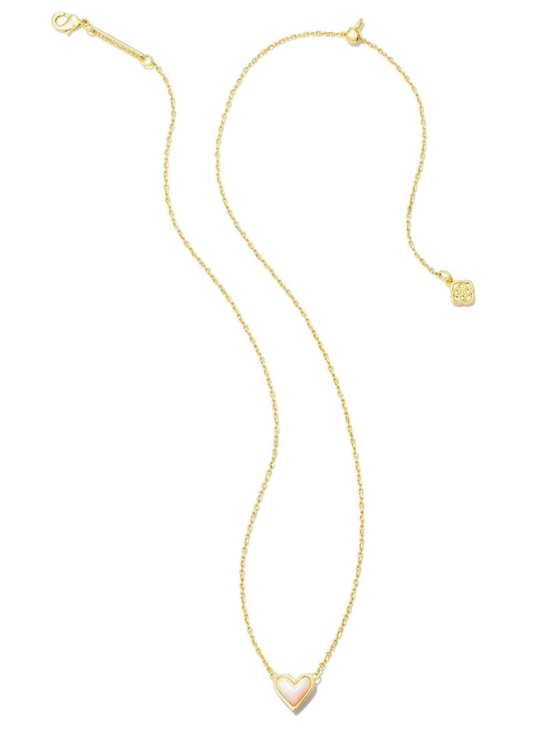 Kendra Scott Framed Ari Heart Short Pendant Necklace - Gold White Opalescent