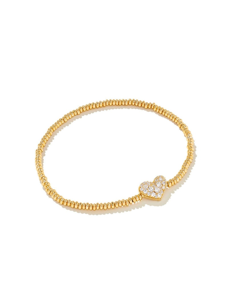 Kendra Scott Ari Heart Pave Stretch Bracelet - Gold White Crystal