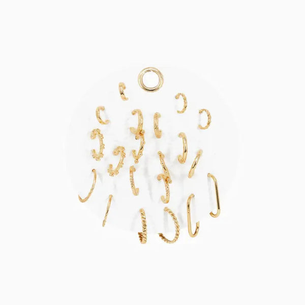 Textured Minimal Hoop Earring Set - Gold