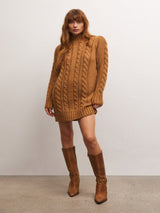 Z Supply Sage Cable Knit Sweater Dress - Camel