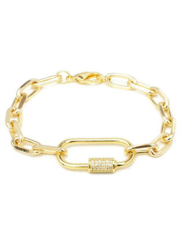 Chain Link Bracelet with Lock Pendant