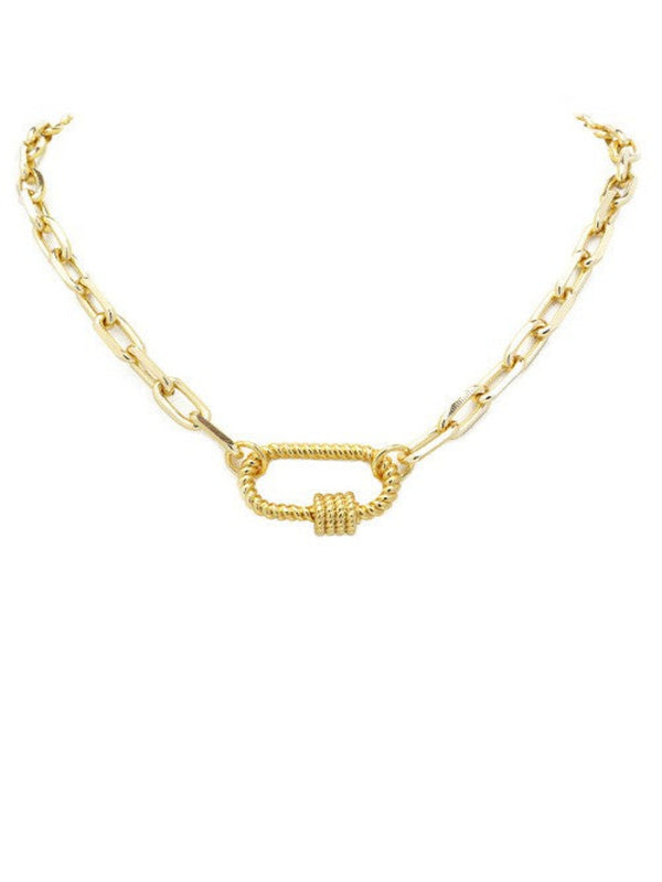Chain Link Braided Pendant Necklace - Gold