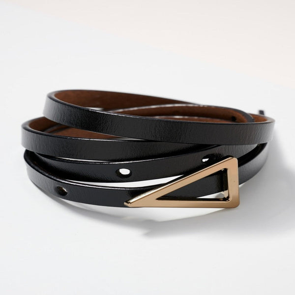 Triangle Leather Belt - Black