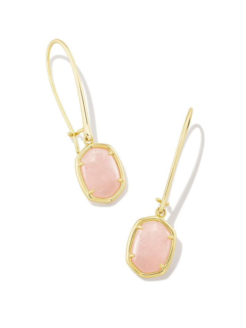 Kendra Scott Daphne Wire Drop Earrings - Gold Rose Quartz