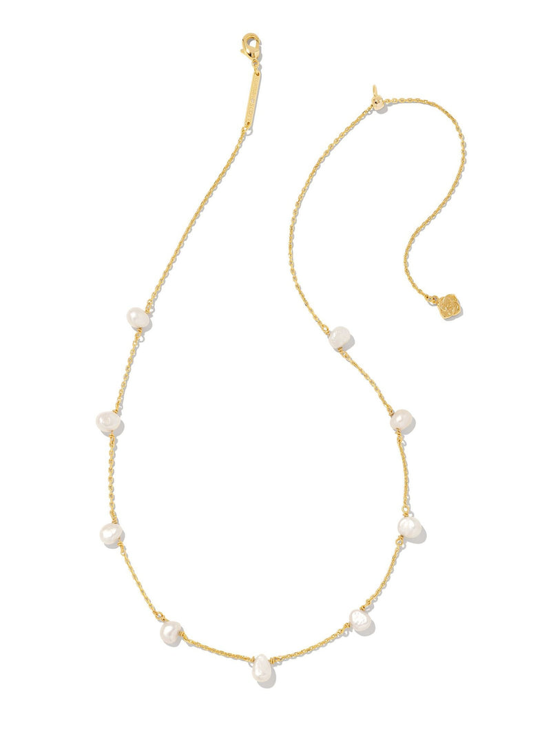 Kendra Scott Leighton Pearl Strand Necklace - Gold White Pearl