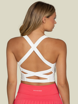 Gold Hinge Criss Cross Back Yoga Tank - Whiteout