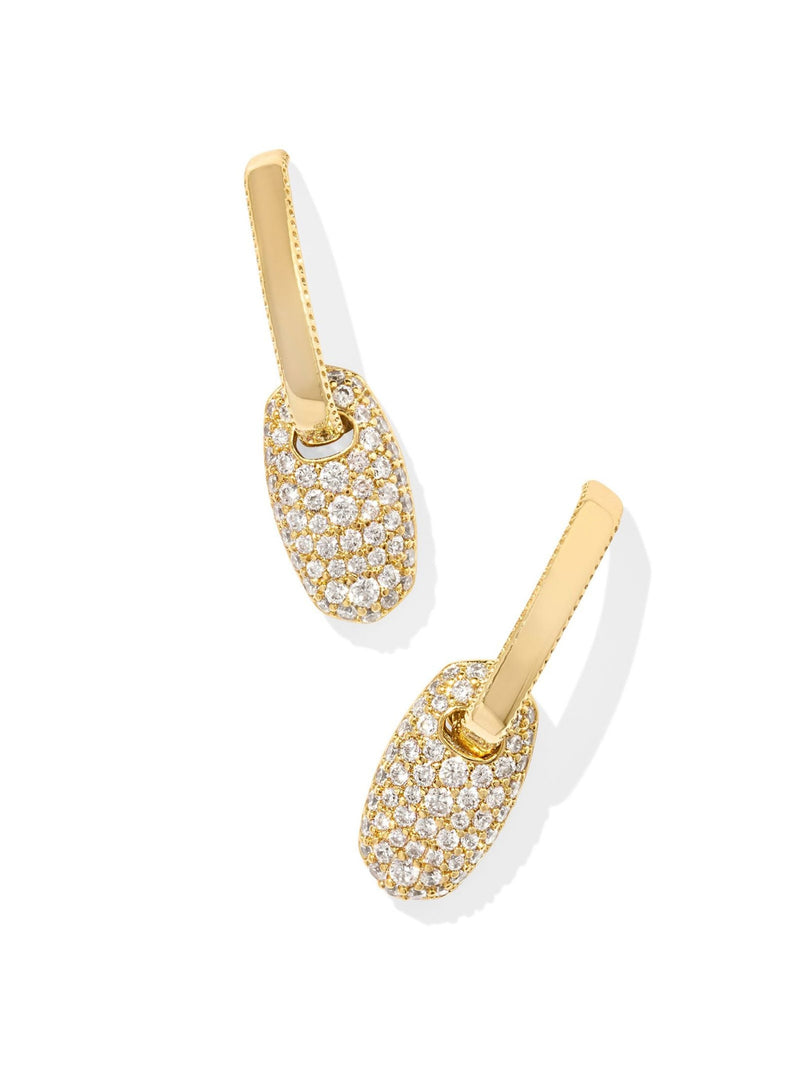 Kendra Scott Bailey Pave Huggie Earrings - Gold White Crystal