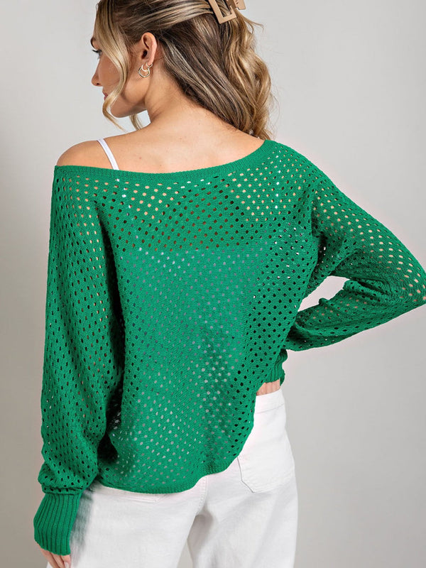 Pop Of Color Knit Sweater - Kelly Green