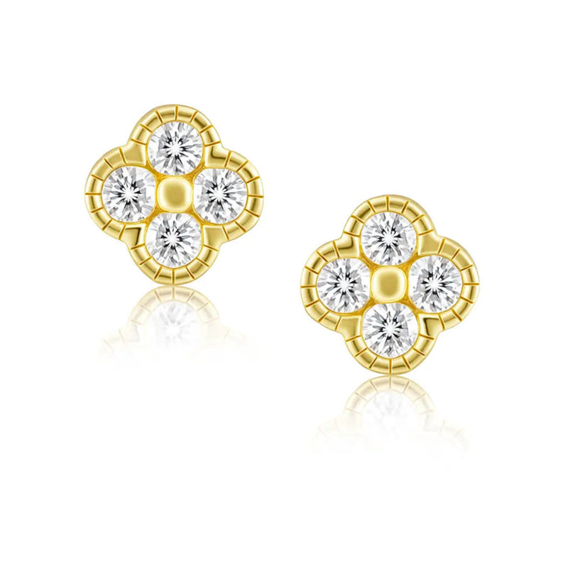 Sahira Gracie Clover Stud Earrings - Gold