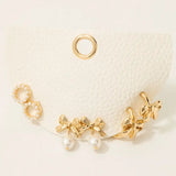 Half Display Pad Studs And Hoops Earrings Set - Gold