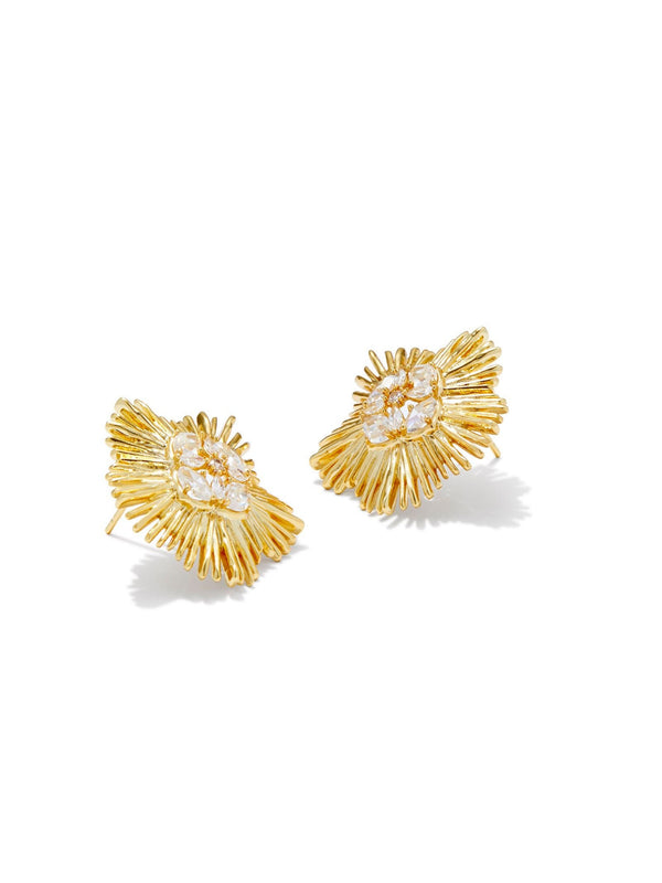 Kendra Scott Dira Crystal Statement Stud Earrings - Gold White Crystal
