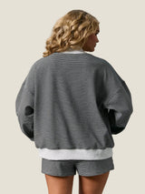 Game Day Mock Neck Stripe Set - Black/White