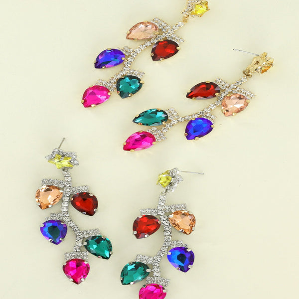 Crystal Christmas Lights Drop Earrings - Multi