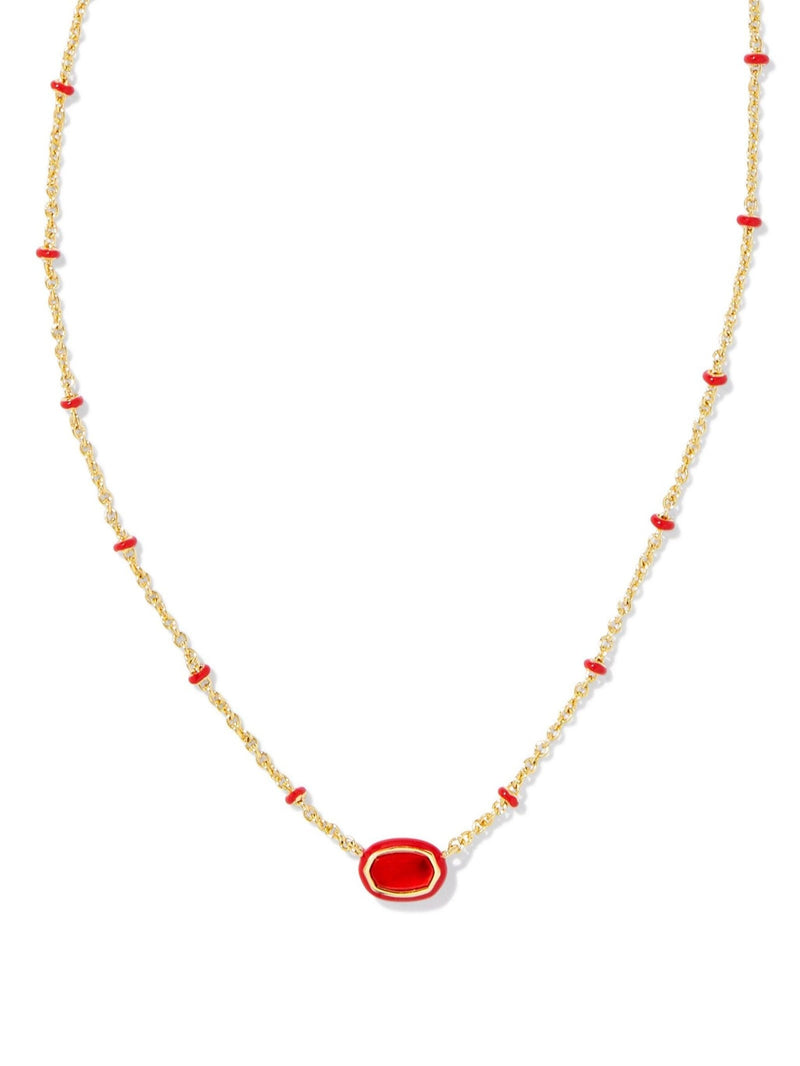 Kendra Scott Mini Elisa Enamel Necklace - Gold Red Illusion