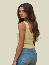 Sunset Stripe Seamless Padded Tank - Butter Yellow