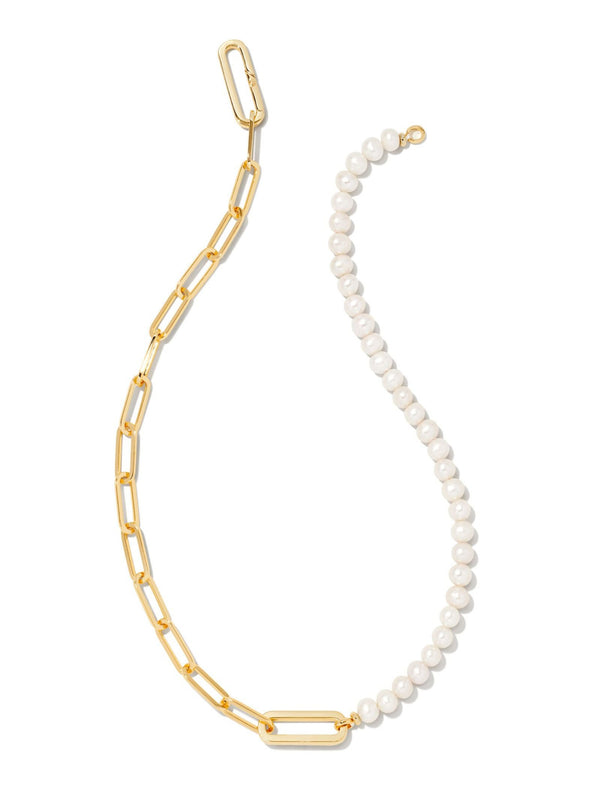 Kendra Scott Ashton Half Chain Necklace - Gold White Pearl