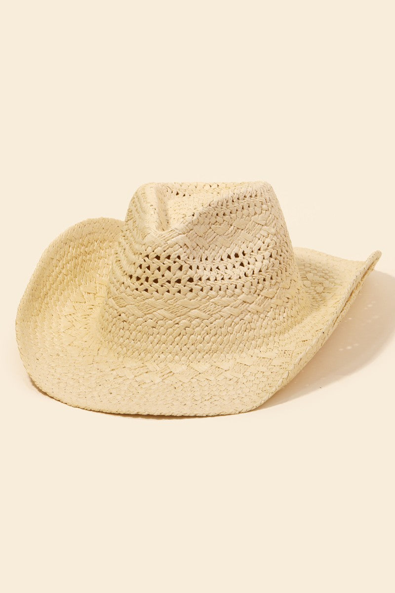 Straw Cowboy Hat - Beige