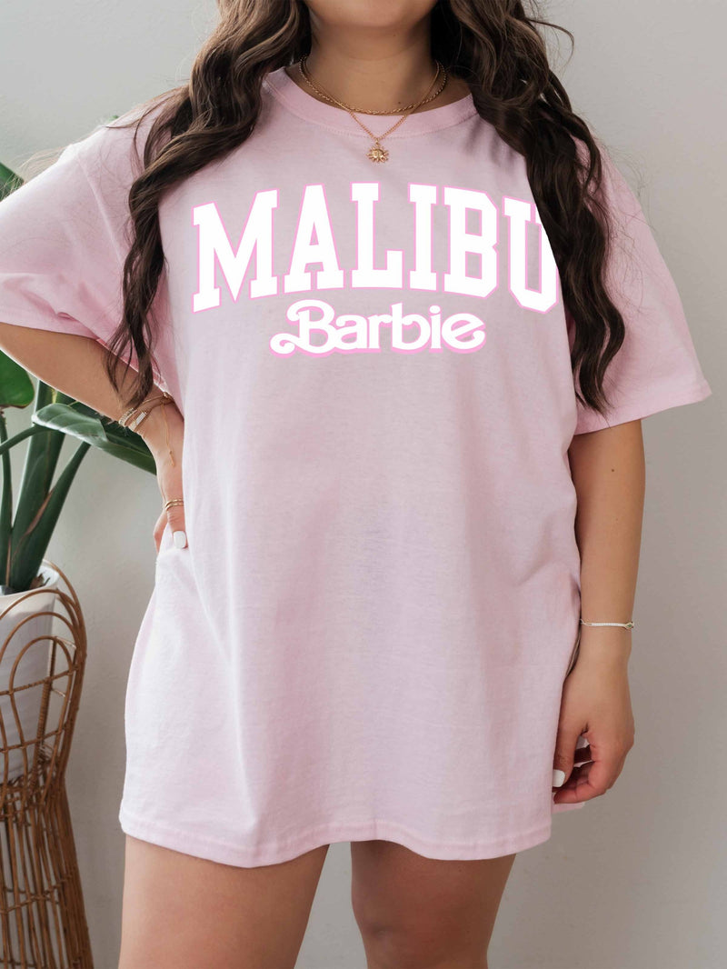 Malibu Barbie Oversized Graphic Tee - Pink