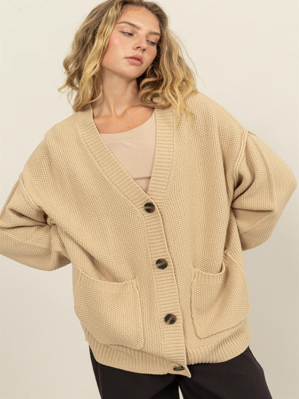 Timeless Threads Oversized Cardigan - Taupe