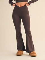 Essential High Waist Flare Leggings - Chocolate