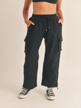 Out The Door Cargo Sweat Pants - Black