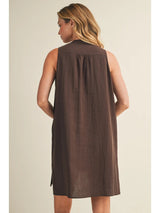 Shoreline Linen Shift Dress - Chocolate