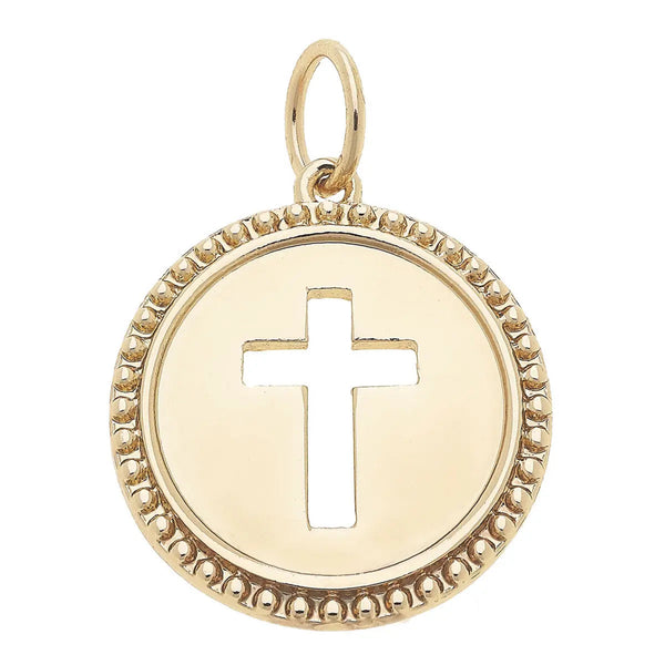 Cross Coin Charm - Gold