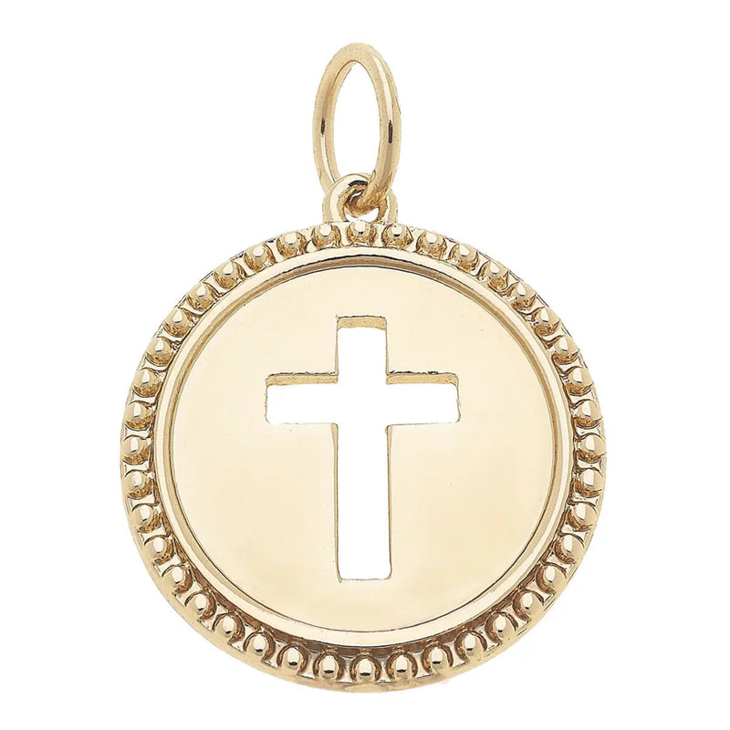 Cross Coin Charm - Gold