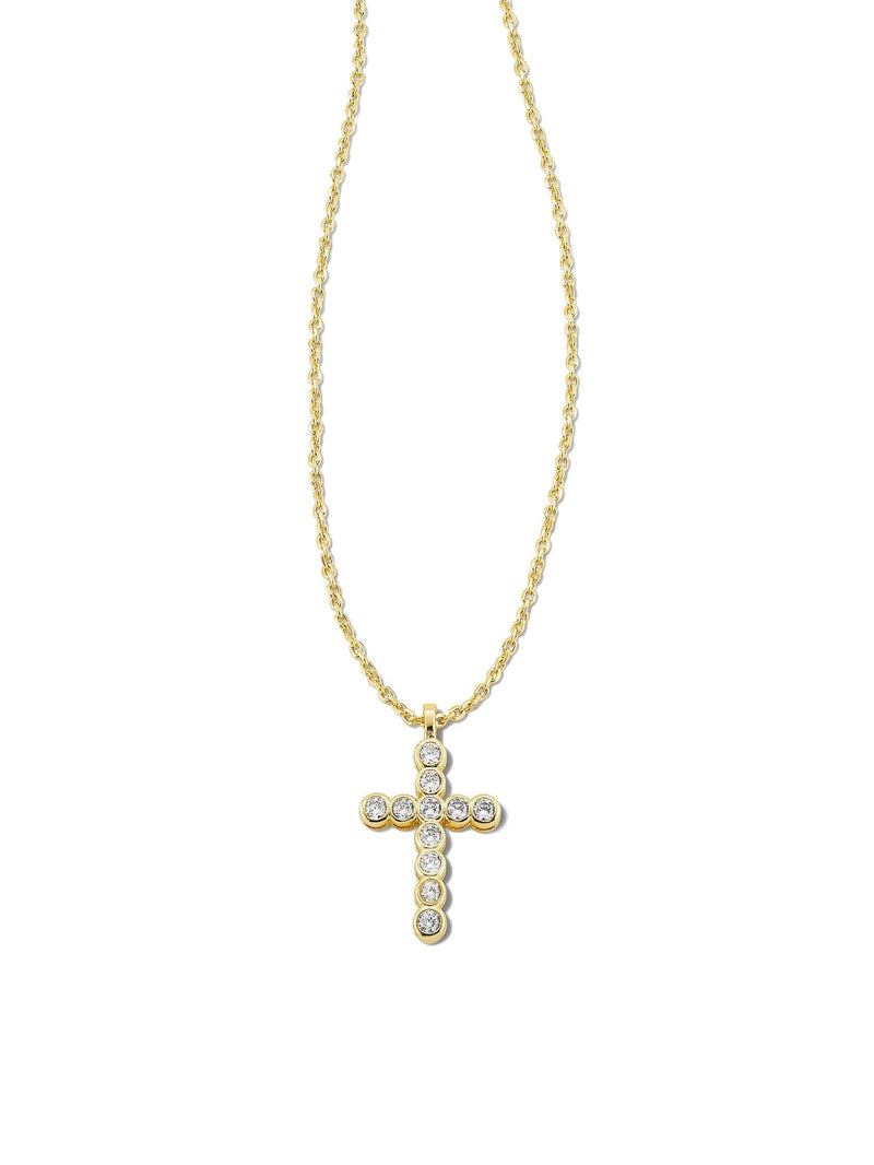 Kendra Scott Cross Crystal Pendant Necklace - Gold