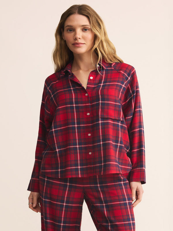 Z Supply River Plaid Button Up - Haute Red
