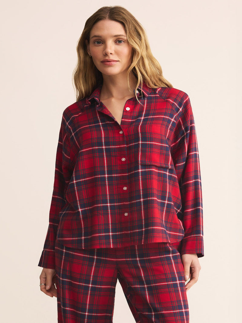 Z Supply River Plaid Button Up - Haute Red